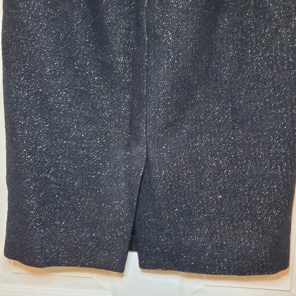 J. Crew Black Gold Metallic Wool Blend Pencil Skirt Sz 0 No.2 - Picture 5 of 11